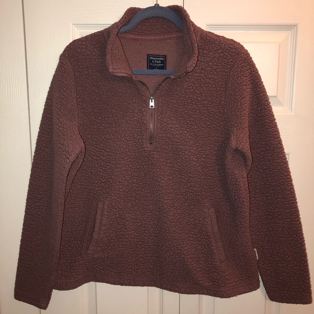 Abercrombie & Fitch mauve Sherpa large half zip